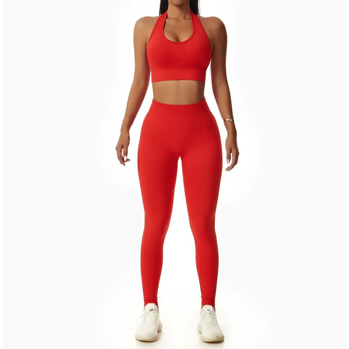 Sexy Halter Yoga Bra Gym Workout Push Up Running Sports Underwear Gathering Sports Vest Beautiful Back Fitness Top
