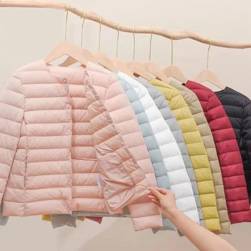 Women White Duck Down Slim Jackets 2025 New Arrivals Autumn Winter Warm Female Fashion Ultra Lightweight Packable Puffer Coats