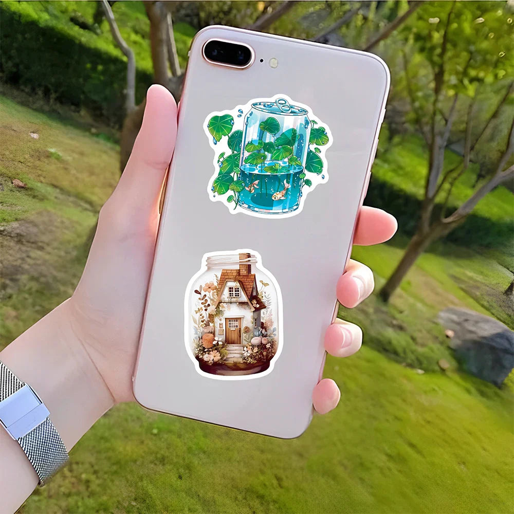 10/30/50PCS INS Style Bottle World Cartoon Aesthetic Stickers Luggage Skateboard Cute Graffiti Girl Gradient Sticker Decal Toy