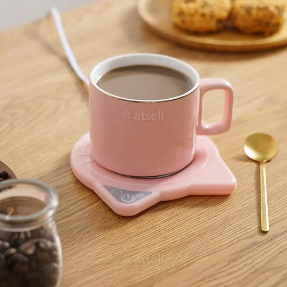 USB Cute Mug Warmer Cup Heater Desktop Heated Coaster for Coffee Milk Tea Temperatures Adjustable Cup Warming Pad