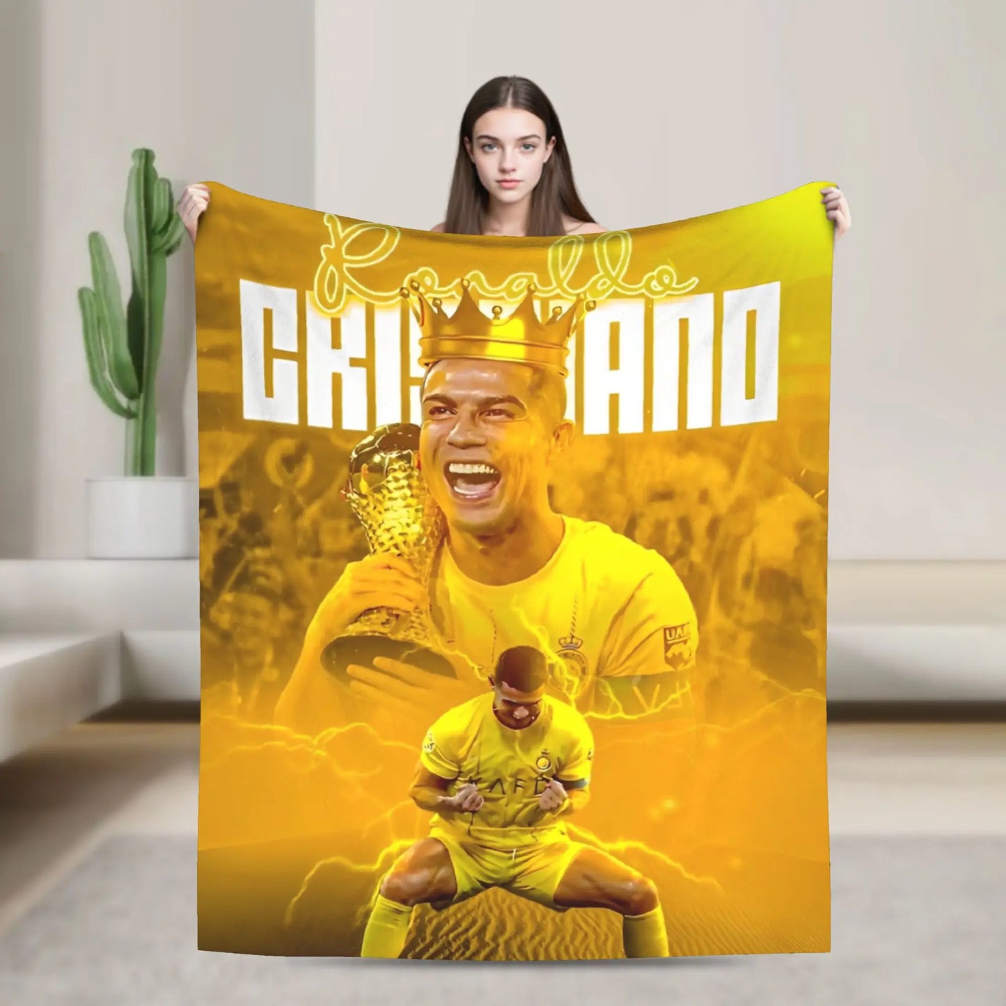 CR7  Football Soccer Blanket Ronaldos Flannel Funny Warm Throw Blanket for Bedding Lounge Decoration