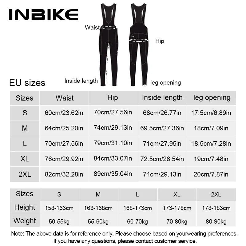 INBIKE Thermal Fleece Men's Cycling Bib Pants