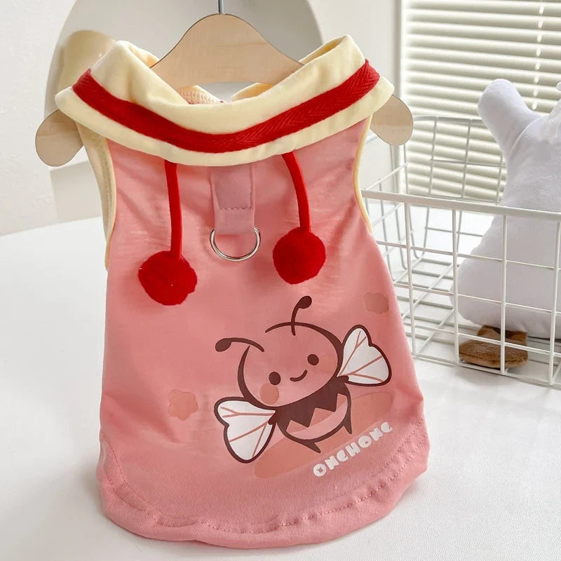 Cute Bee Clothes For Dog Summer Pink Yellow Luxury Pet Harness Vest Apparel For Puppies Small Medium Size Designer Chihuahua Pug