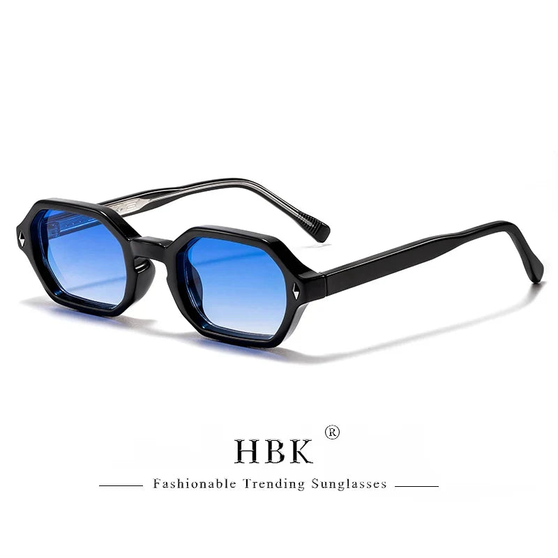 HBK Fashion Retro Polygon Men Sunglasses Small Frame Cupronickel Core Insert Leg Sun Glasses Outdoor Party Vacation Travel
