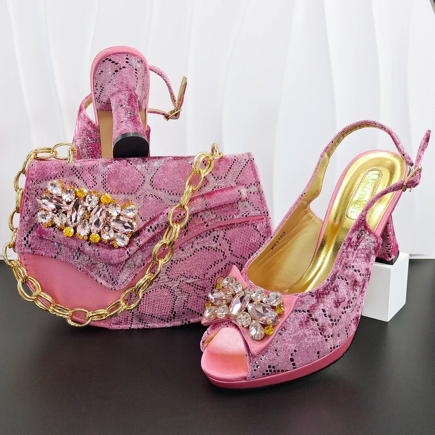 Doershow Lastest Italian Design Fashion Style Ladies Shoes with Matching Bag Set 2026 Nigerian Shoes and Bag Set!  HG1-1