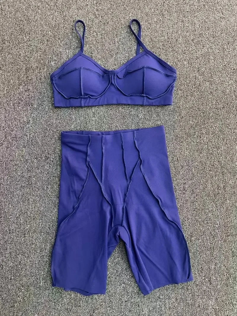 2-Piece Yoga Set – Open Back Sports Bra & High Waist Shorts