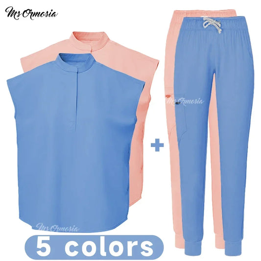 Conjunto de uniforme médico elástico para mujer