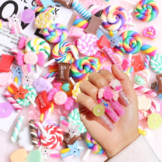 Adornos de uñas de caramelo