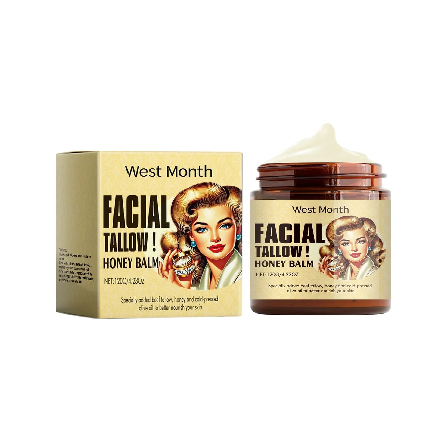 Beef Tallow Face Cream Anti-Wrinkle Moisturizing Dry Improve Redness Soothing Repair Firming Nourishing Smooth Facial Skin Care