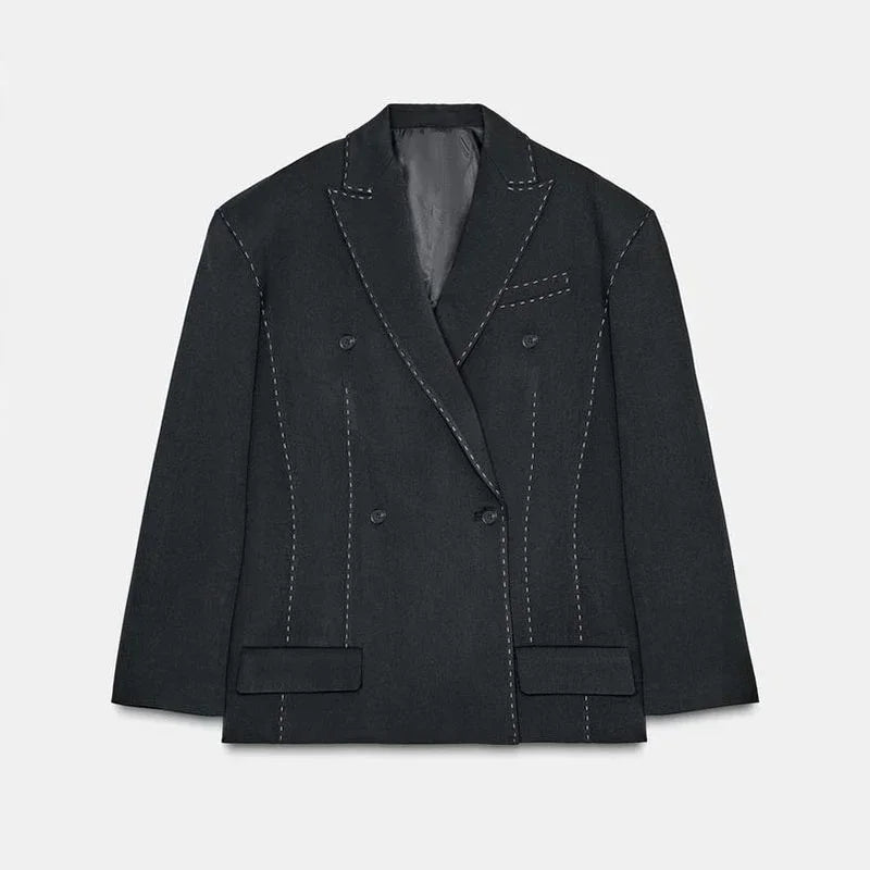 Solid Lapel Blazer Women Coats Fashion Full Sleeve Pocket One Button Jackets 2026 Autumn Daily Office Lady Commute Outwear