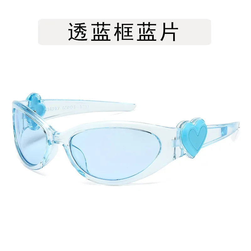 Retro Y2K Style Oval Sunglasses Women Fashion Heart Frame Sports Goggles Popular Cat Eye Party Sun Glasses Ladies Gafas De Sol