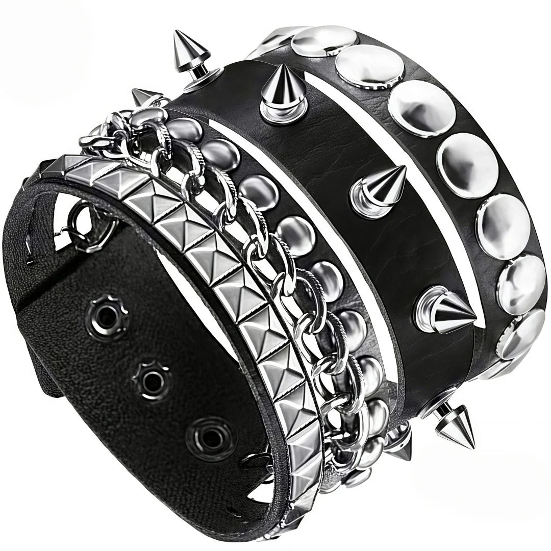 4pcs/set Gothic Punk Rock Square Rivet Bracelet Daily and Party Gothic