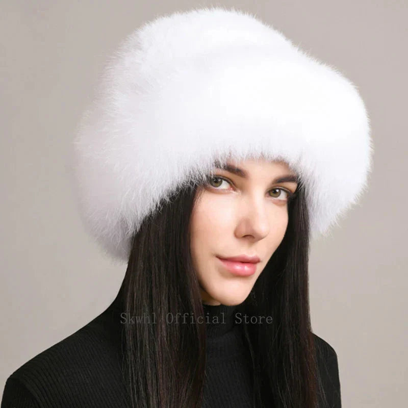 Gorro tejido de piel sintética para mujer