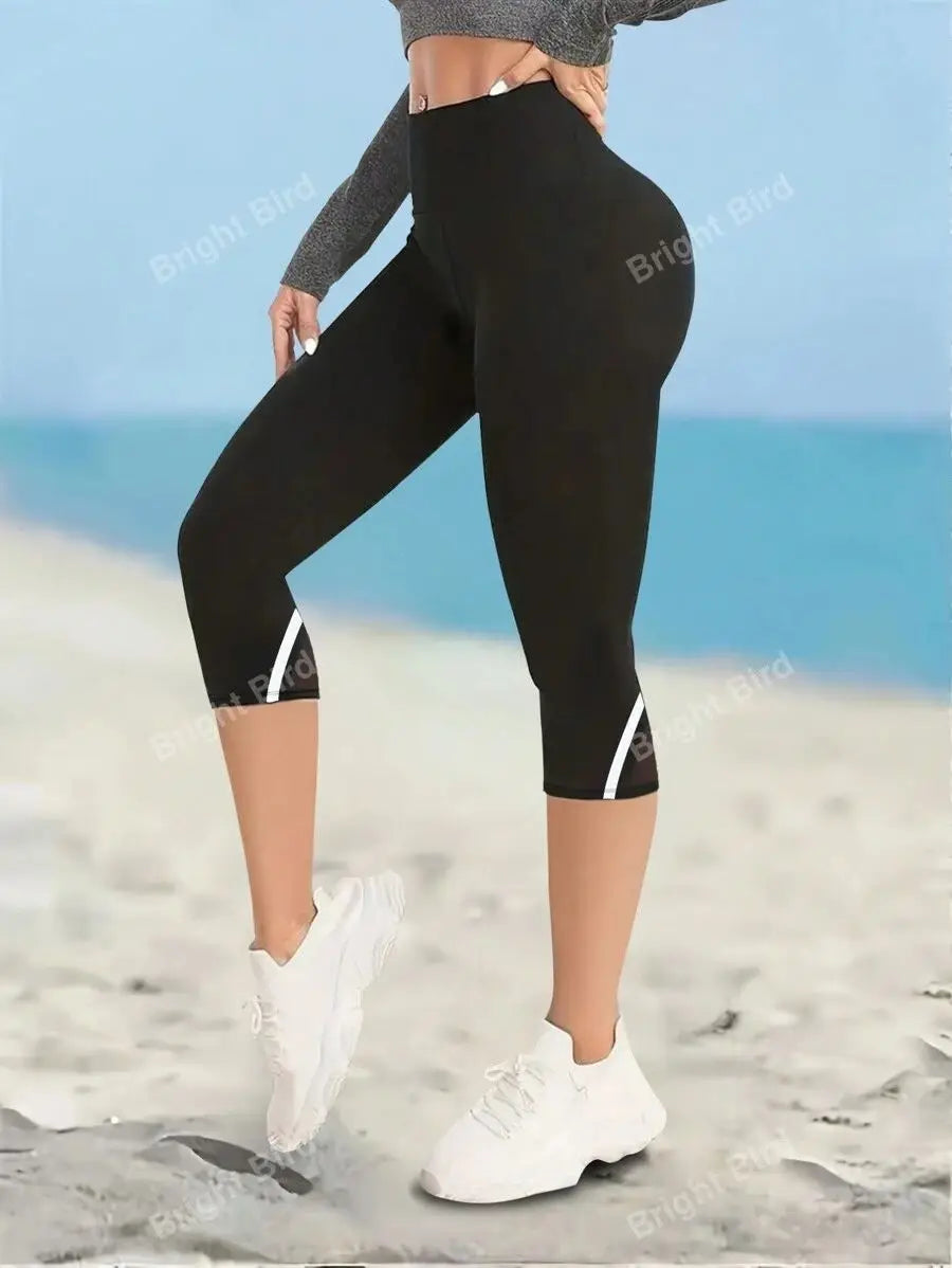 Pantalones de yoga de talle alto con malla
