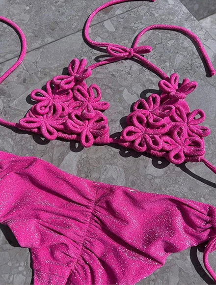 Fashion Triangle Lace Bikini With Pants Set Swimwear Women Shoulder Strap Biquini 3Pcs Set Swimsuits Briefs Sexy 2026 Trendy