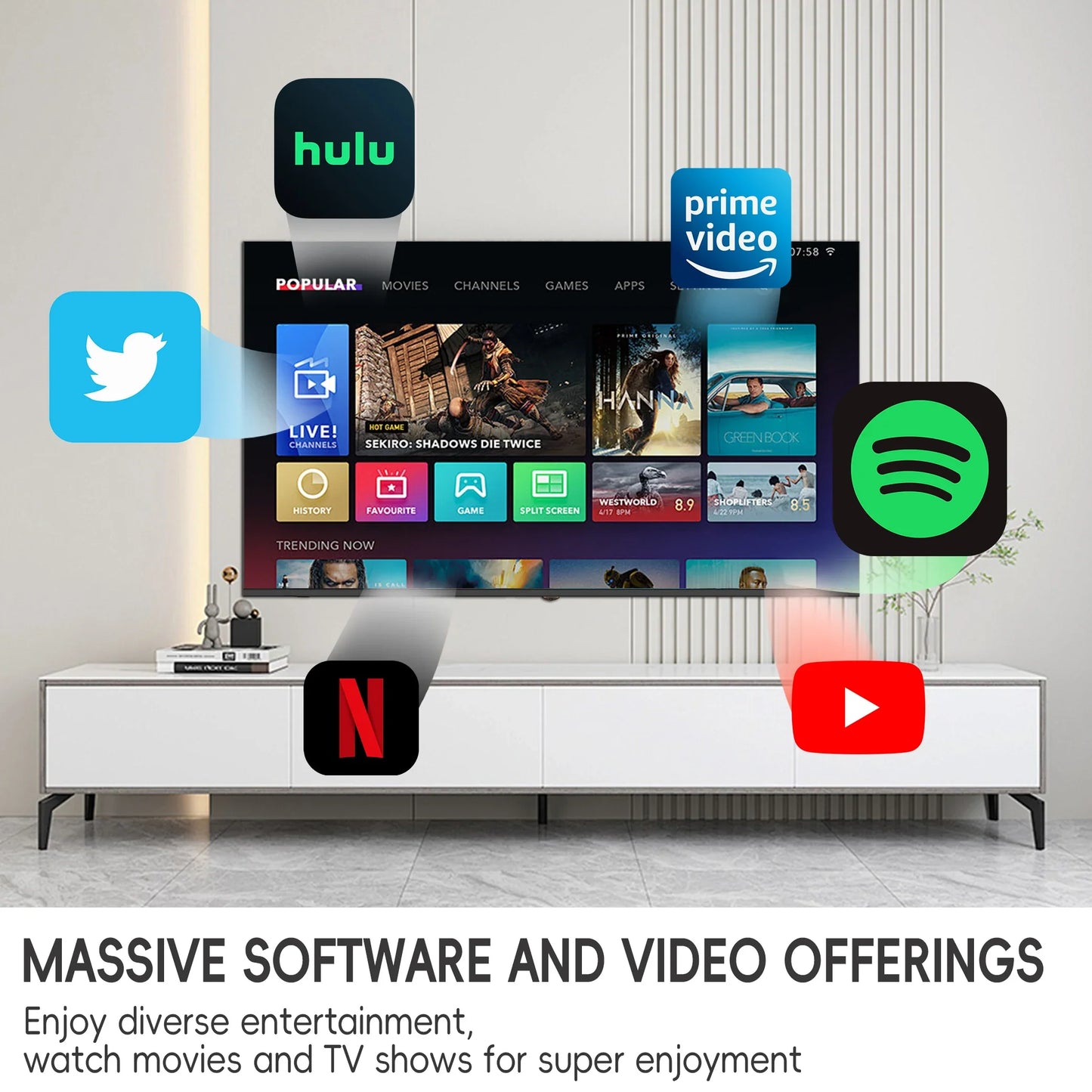 Smart AndroidTV4K UHD - 55-100 Inch Mini-LED QLED Television, 120Hz, HDMI 2.1, Dolby Vision, Wi-Fi 6 Home Cinema Gaming TV