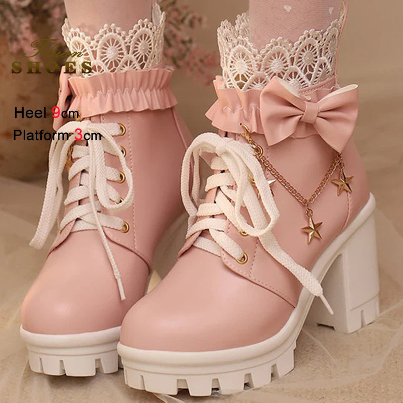 Botines rosados bonitos
