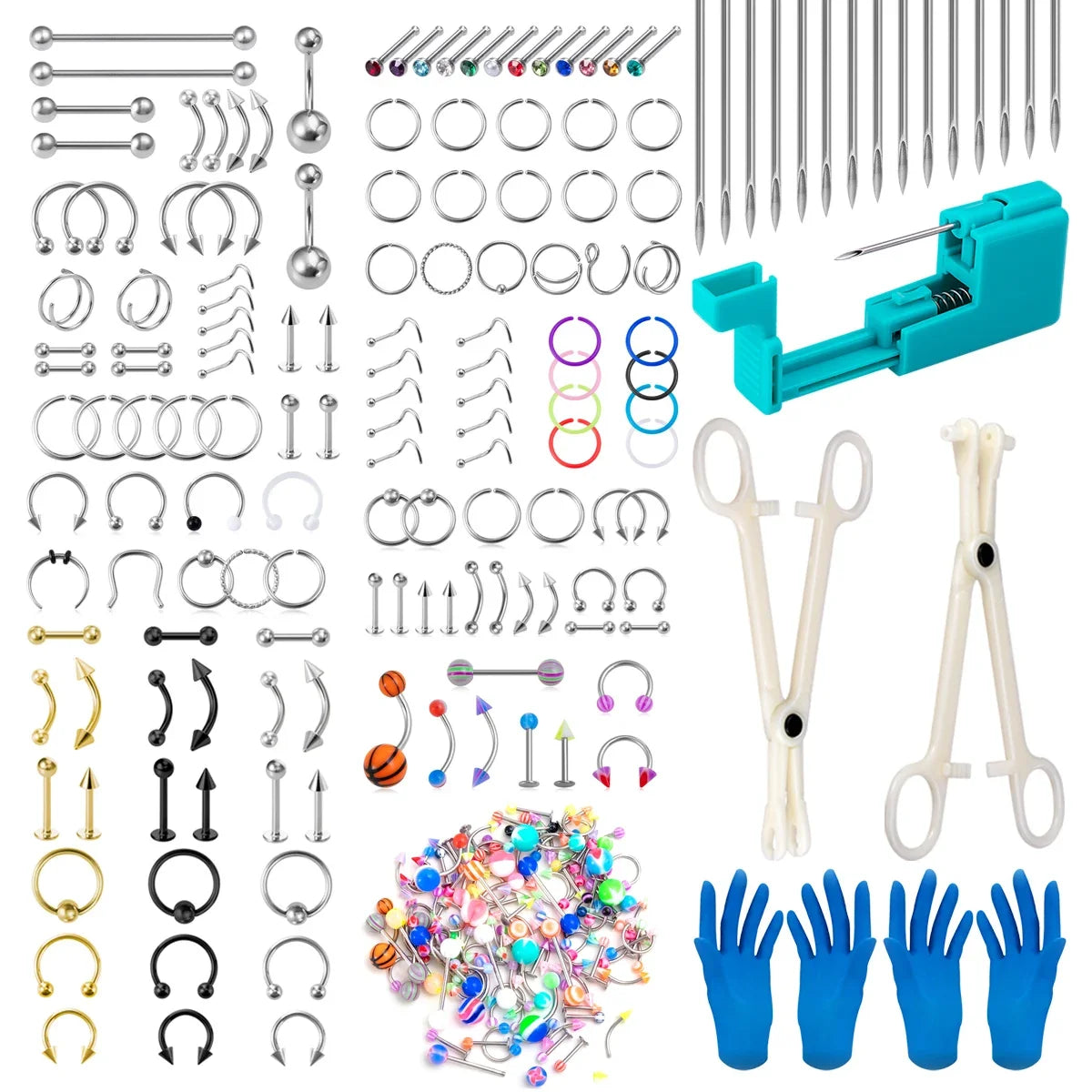 Body Piercing Tool Kit Easy to Use Body Piercing Gun Lip Nose Tongue