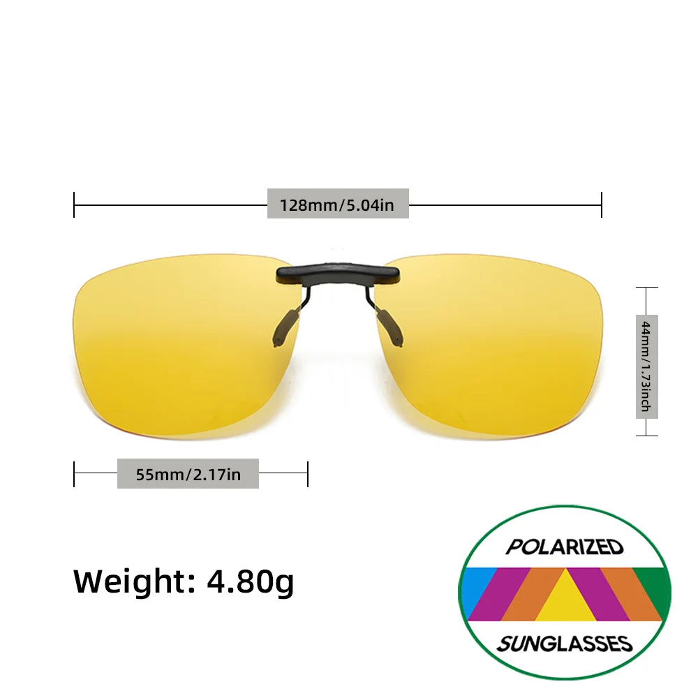 VIVIBEE Flip Up Clip On Night Vision Glasses Polarized Men Driving Yellow Sunglasses Women UV400 Fishing Universal Clips