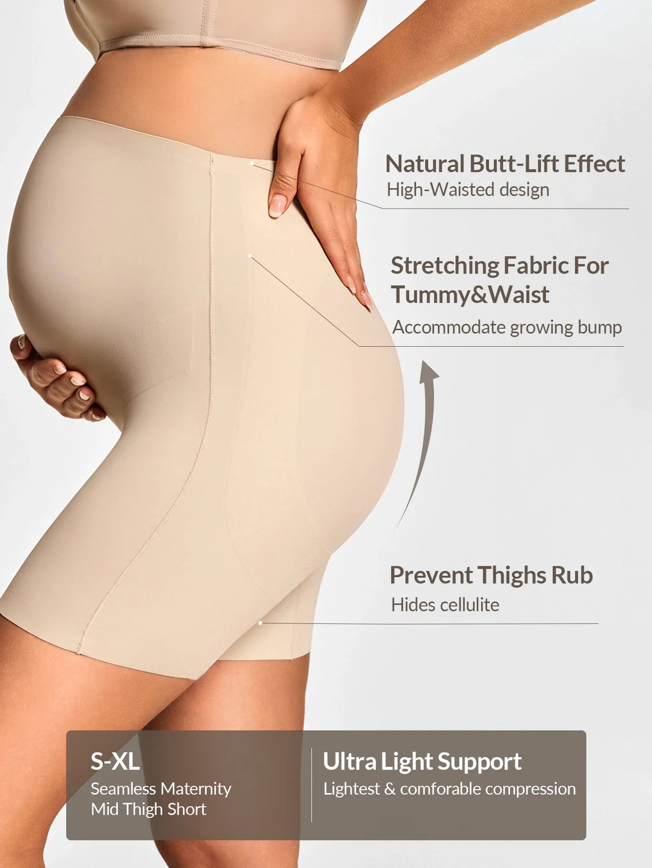 Pregnant Women'S High Waisted Underwear Provides Warmth, Lifted Buttocks, High Elasticity, Comfort, And Solid Color Long Shorts