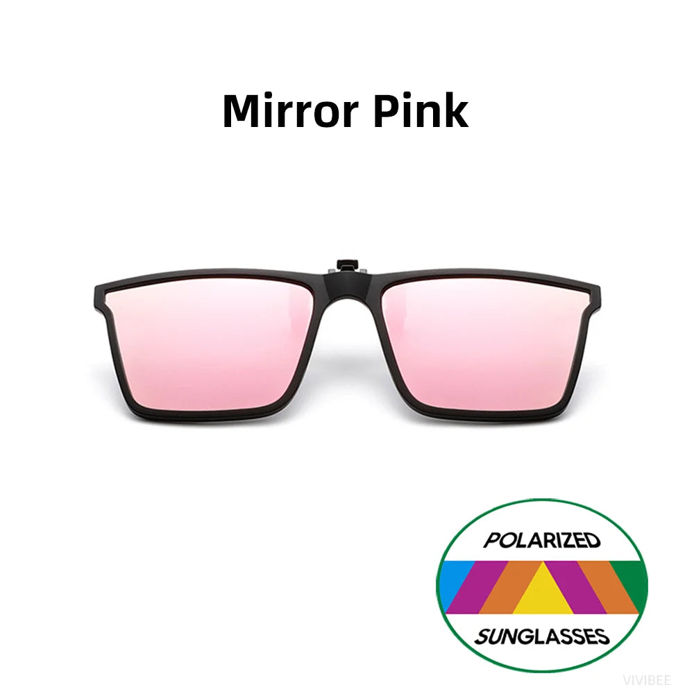 VIVIBEE Square Flip Up Clip On Sunglasses Polarized Mirror Blue Driving Glasses Grey UV400 Photochromic Night Vision Clips