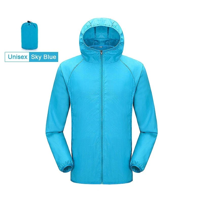 JNLN Men Women Hiking Jacket Unisex Waterproof Quick Dry Camping Windbreaker Outdoor Trekking Climbing Rain Coat Anti UV Clothes