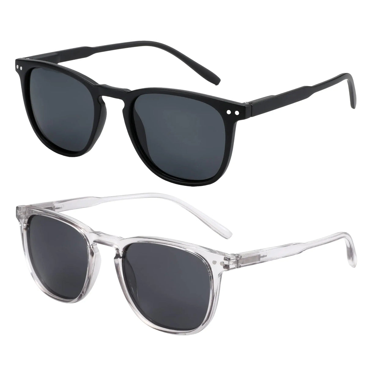 ZENOTTIC 2 Pack Polarized Sunglasses for Women Men Vintage Round and Square Frame UV Protection Shades Driving Sun Glasses