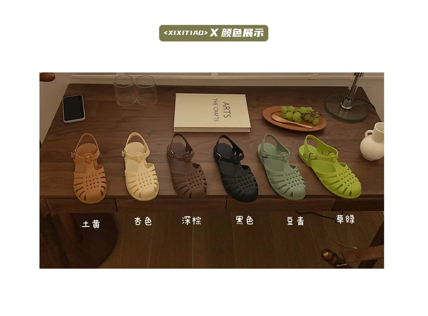 Women Rome Sandals Cut-out Gladiator Style Summer Shoes Soft PVC Peep Toe Girls Student Street Outdoor Sandals