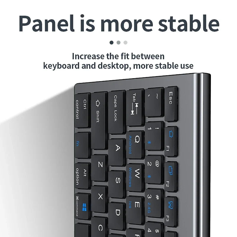 Wireless Keyboard Bluetooth 5.0&3.0&2.4G FN+1/2/3 Dual-Mode 350mAh Ultra Thin Keyboards for Laptop PC TV iPad Macbook Android