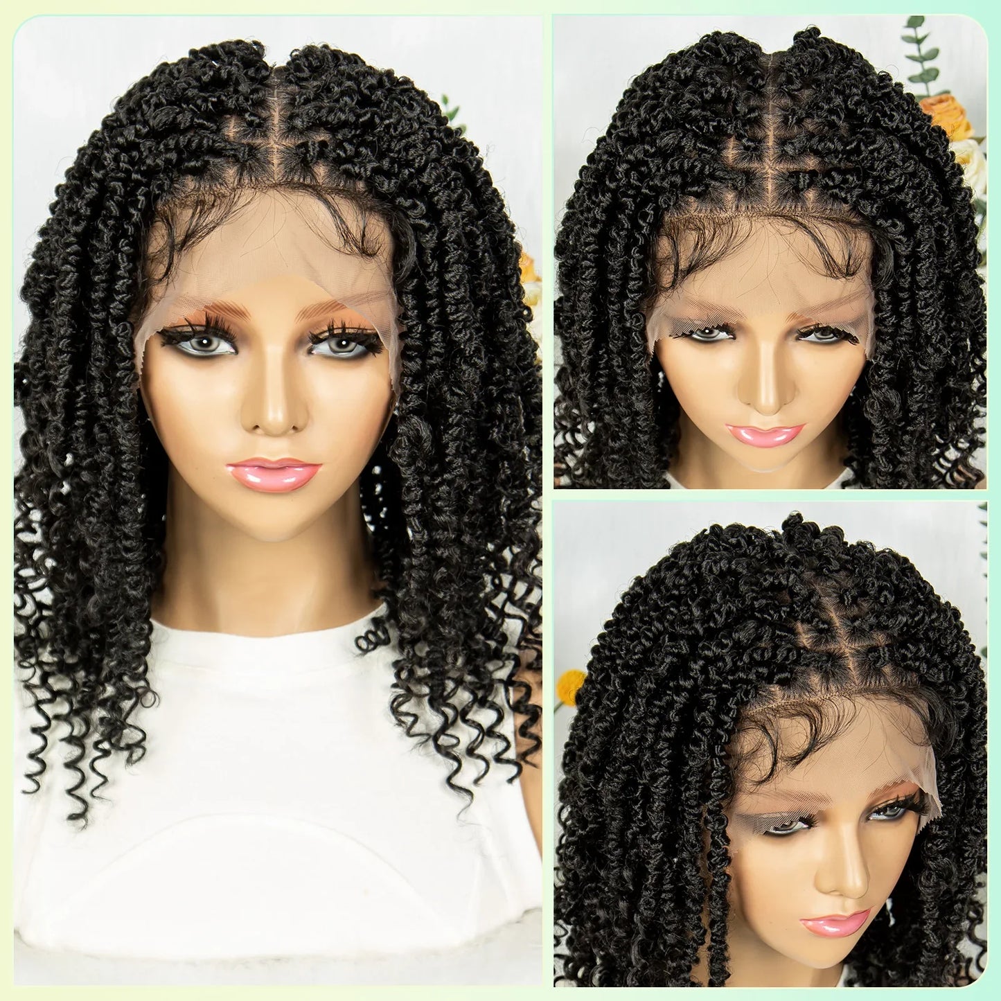14Inch Full Lace Braided Wigs Synthetic Lace Frontal Twisted Braids Wigs with Baby Hair Knotless Box Braids Wig for Black Women