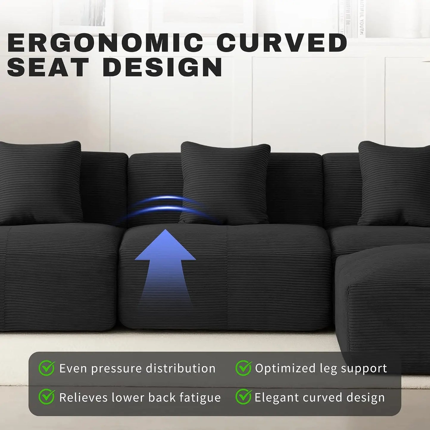 107" Cloud Modular Sectional Couch,Boneless Sofa with Ottman,L-Shape Upholstered Sofas with Deep Seat,Modern Cozy, Custom