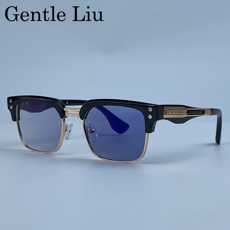 Retro Photochromic Classic Square Punk Sunglasses Men Metal Frame Driving Sun Glasses Male Vintage Luxury Brand Eyewear Shades