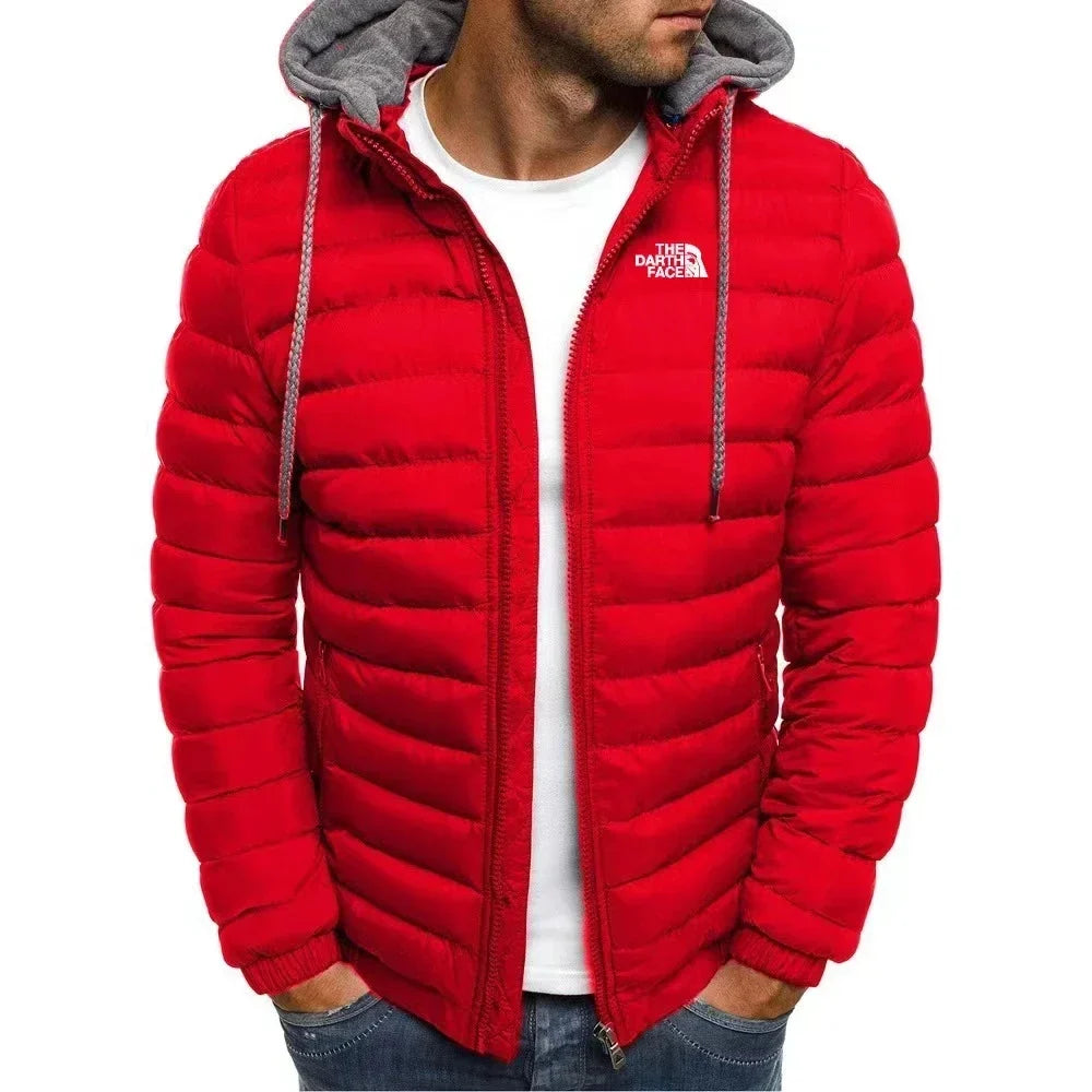 Men's Winter Warm Zipper Hooded Jacket Casual Slim Fit Fashionable Outdoor Business Travel Coat Windproof Thick Mens Clothing