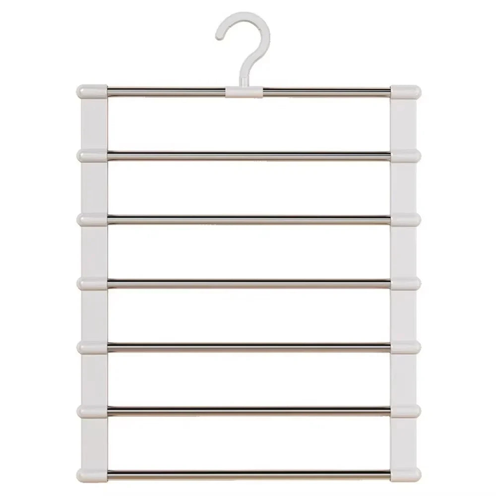 Multi-Layer Pants Hanger Space Saving Closet Organizer Foldable Trousers Clothes Rack Wardrobe Storage with Non Slip Clips