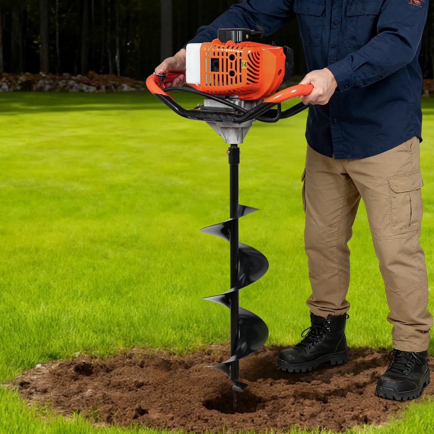 Gas Powered Post Hole Digger With Carbon Steel Bits