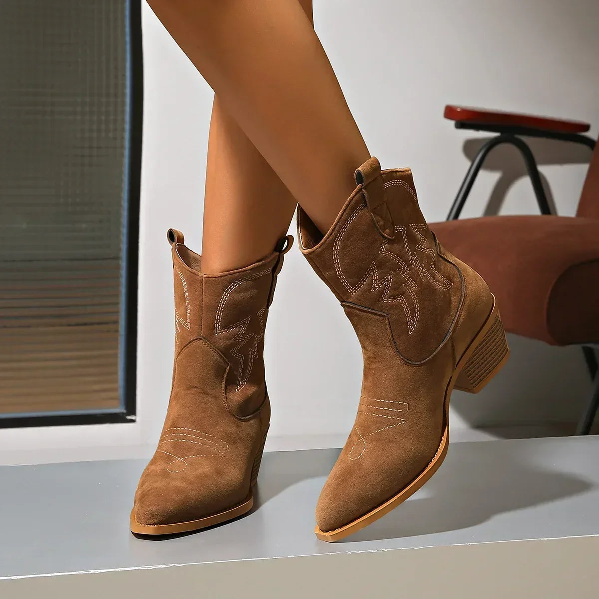 Unique Style: Embroidered Pointed Toe Boots