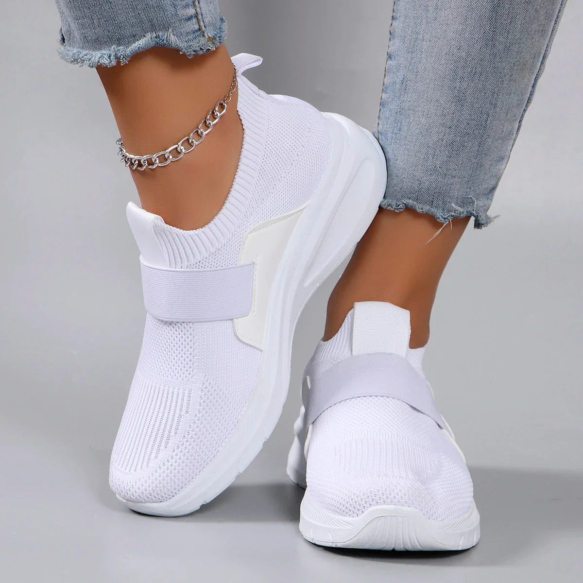 Spring new women's sports shoes, fashionable, breathable, lightweight, non-slip, wear-resistant, casual sports shoes, flat shoes