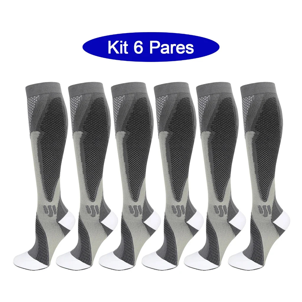 6Pairs Compression Socks 20-30mmHg High Stockings Men & Women Sports Marathon Cycling Football Varicose Veins EU35-45