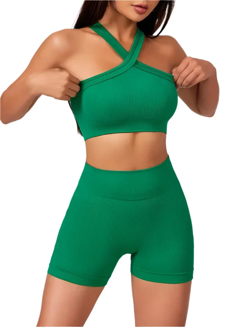 Yoga Shorts and Sports Bra Set