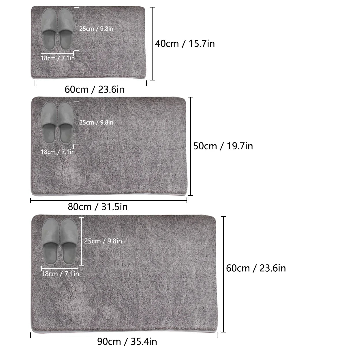 Thickened solid color bathroom non-slip floor mat shower room door absorbent foot mat square long hair toilet mat