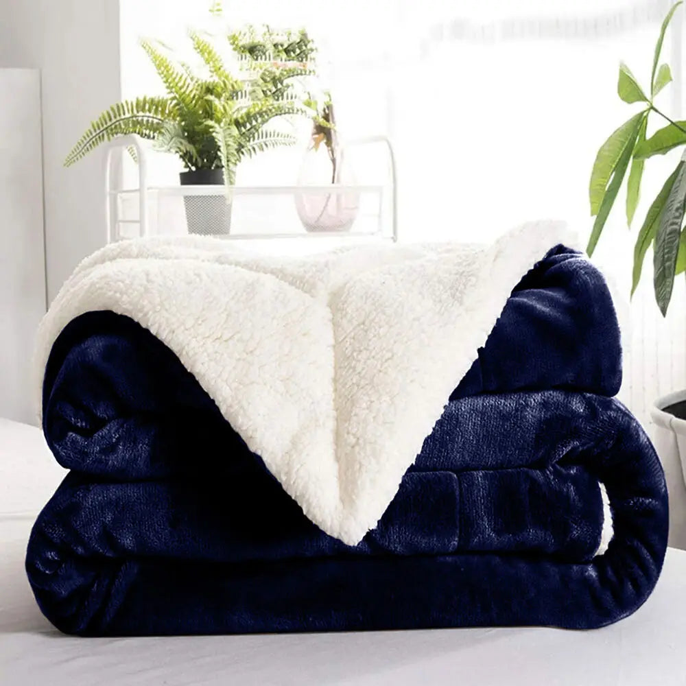 Multi-size Warm Thickening Fleece Blanket Reversible Soft Fluffy Home Company Large Bed Double-layer Throw Blankets Gift