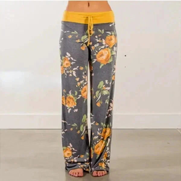 Pantalón de salón de pierna ancha con cordón talla grande, comodidad informal