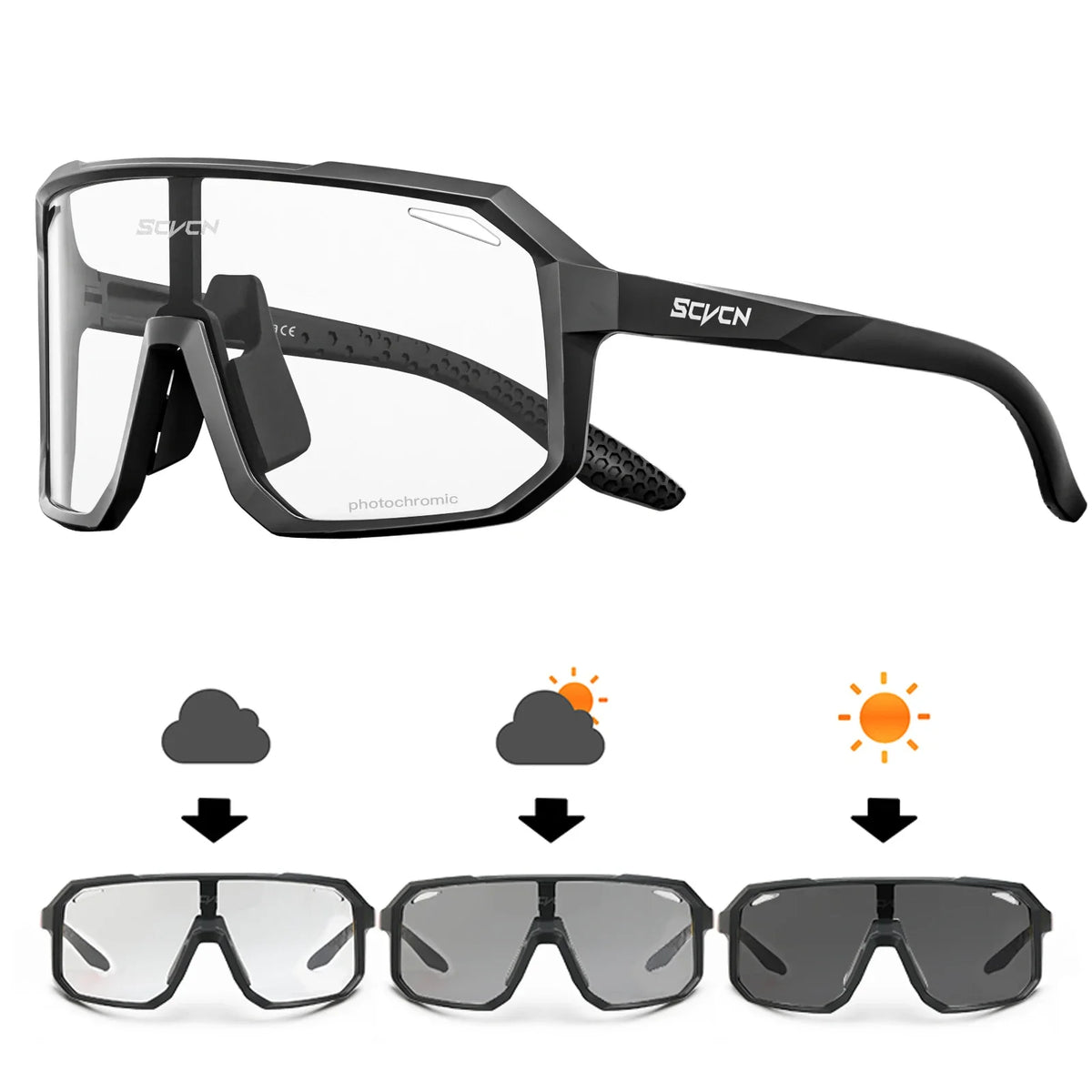 Scvcn-New Sunglasses Photochromic Cycling Glasses for Men Bicycle Mountain Bike Cycling Goggles UV400 MTB Polarized Road Women