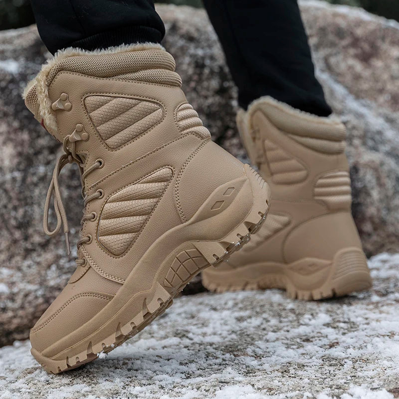 Men's Winter Snow Boots Warm and Non Slip Hiking Shoes New Men's Outdoor Hiking and Fishing Sports Shoes with Fleece Men's Boots