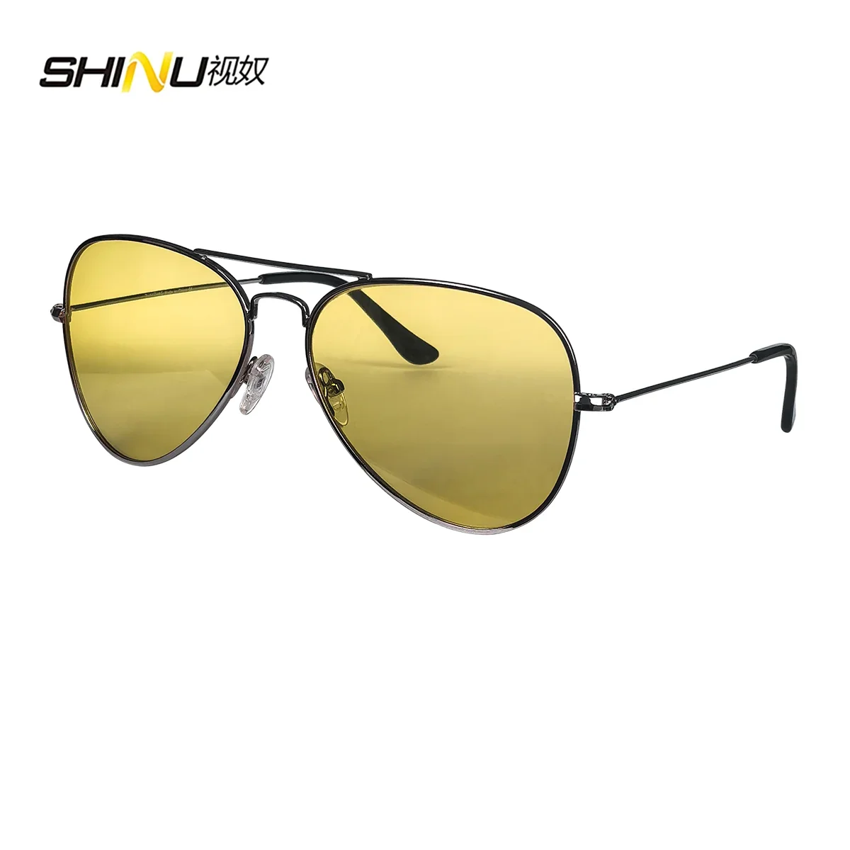 SHINU Anti Blue Light Lenses Glasses Men Orange Lens Glasses Blue Light Filter Better Sleep Rest Glasses Metal Frame Eyewear
