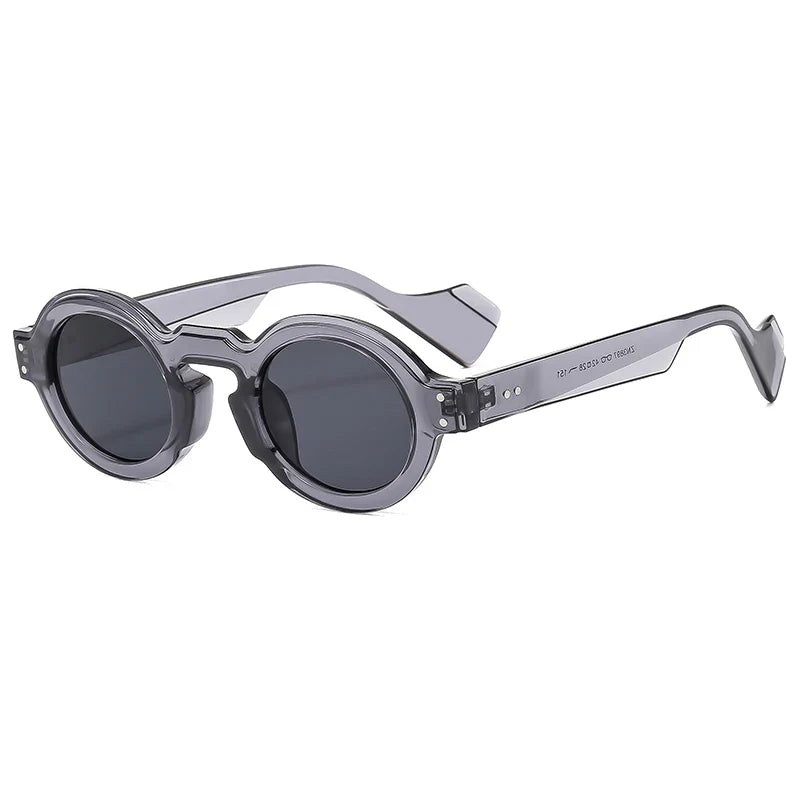 Round Sunglasses Women Men Punk Double Color Shades Retro Rivets Decoration Trending Sun Glasses Clear Lens Frame UV400