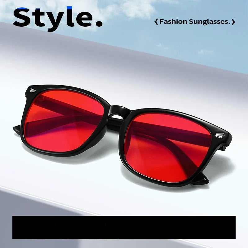 Classic Red Lens Blue Light Blocking Glasses Square Men Better Sleep Anti Bluelight Filter Orange Women UV400 Eyeglasses