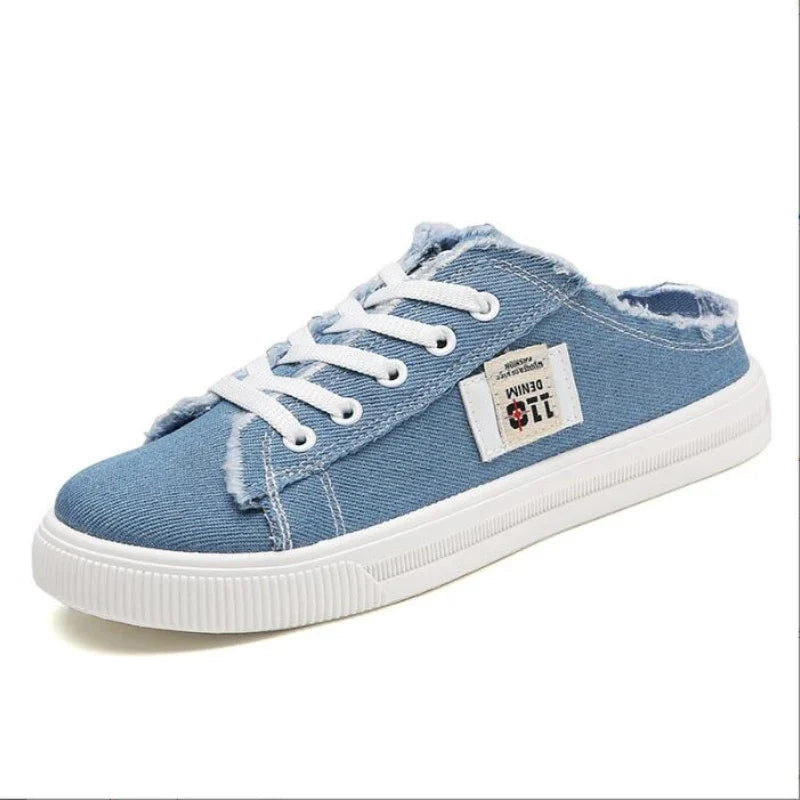 New 2024 Spring Summer Women Canvas Shoes Flat Sneakers Women Casual Shoes Low Upper Lace Up White Shoes