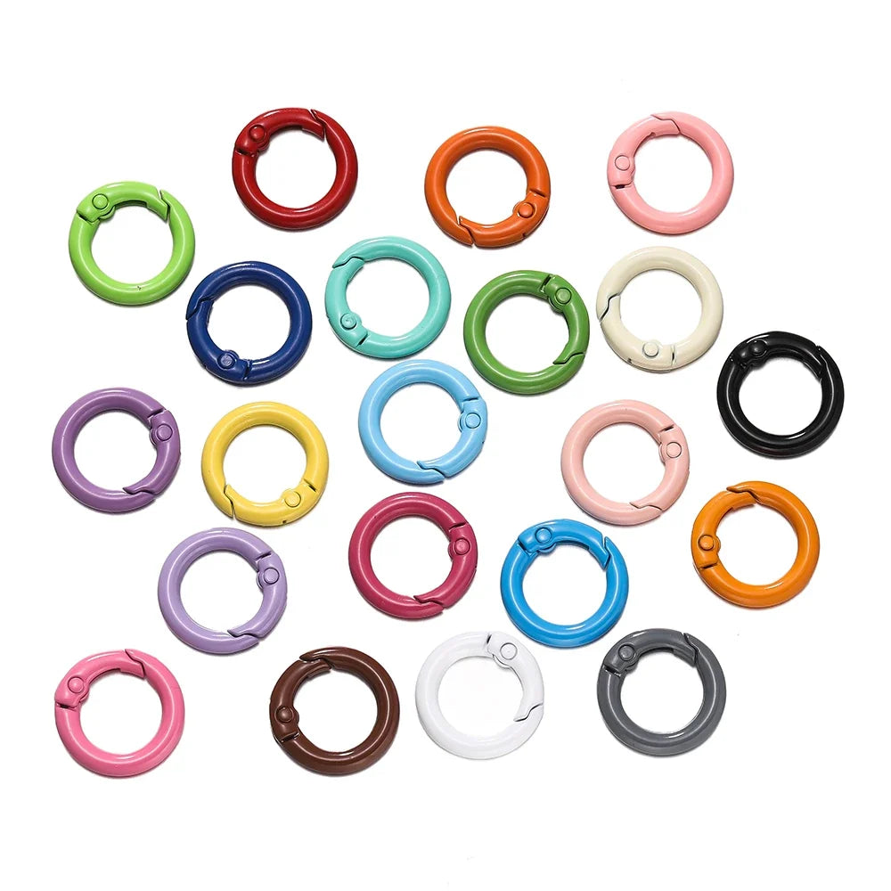 5Pcs Colorful  O Ring Spring Clasp Openable Round Carabiner Keychain Clips Hook Dog Chain DIY Jewelry Buckle Connector