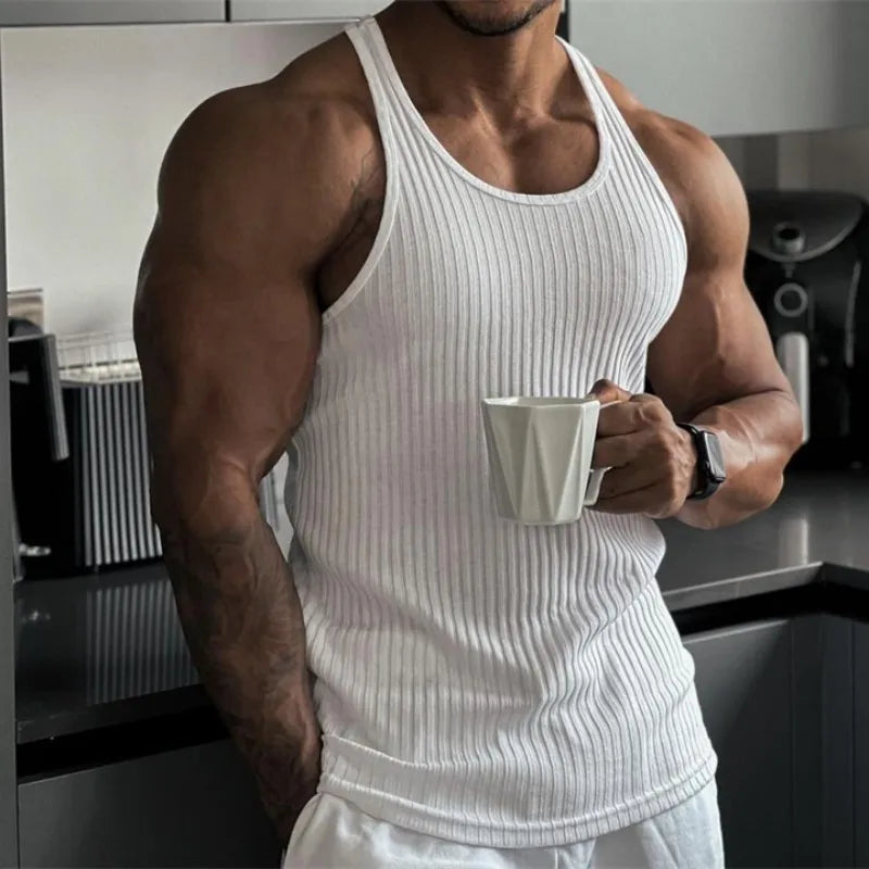 Camiseta de tirantes a rayas para gimnasio StriveFit para hombre - Verano de 2026